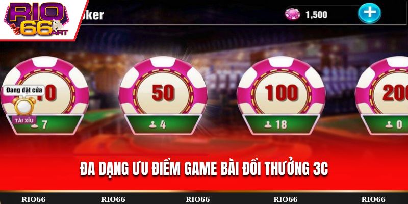 Đa dạng ưu điểm game bài đổi thưởng 3C